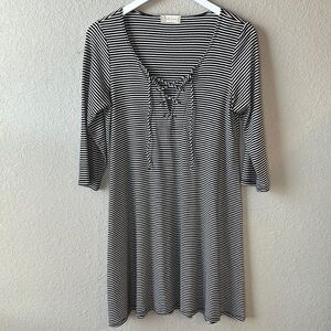 Altar'd State A Line Black and White Striped Dress Size Small